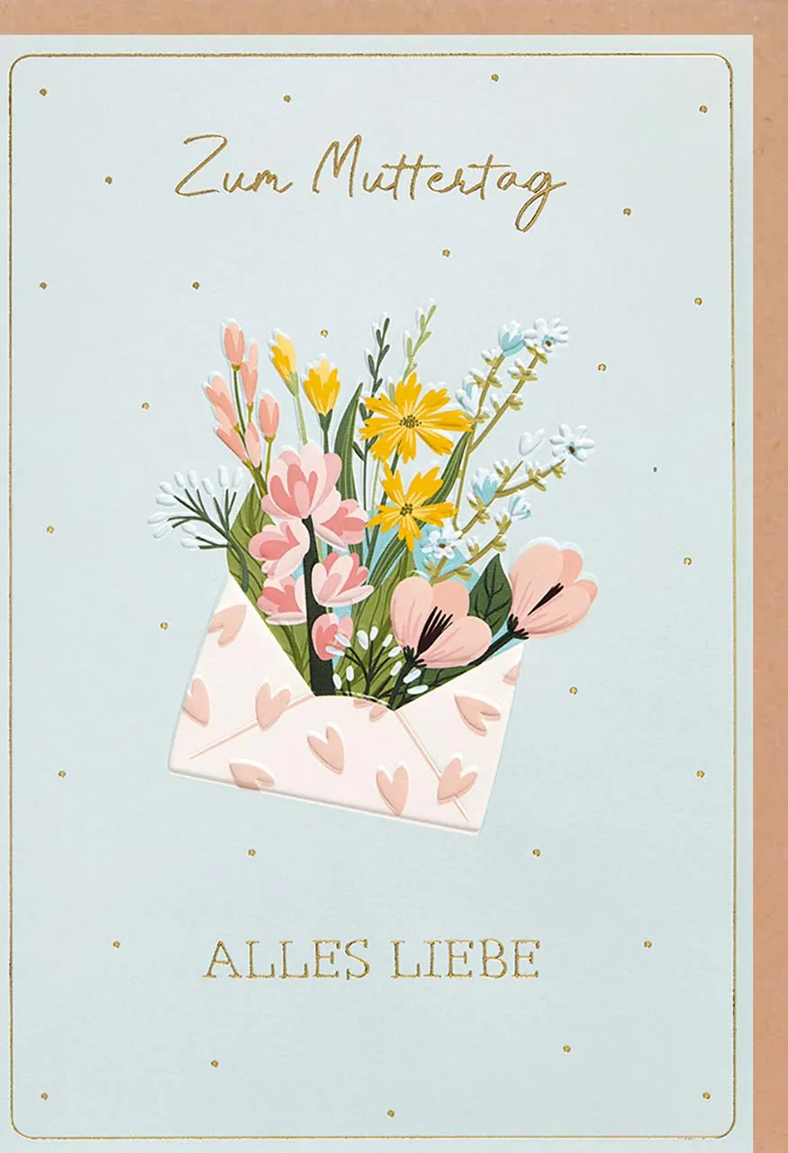 Doppelkarte Muttertag Briefumschlag mit Blumenstrauß NC