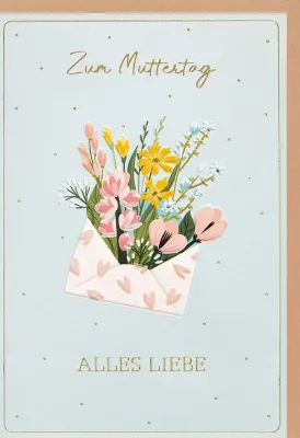 Doppelkarte Muttertag Briefumschlag mit Blumenstrauß NC