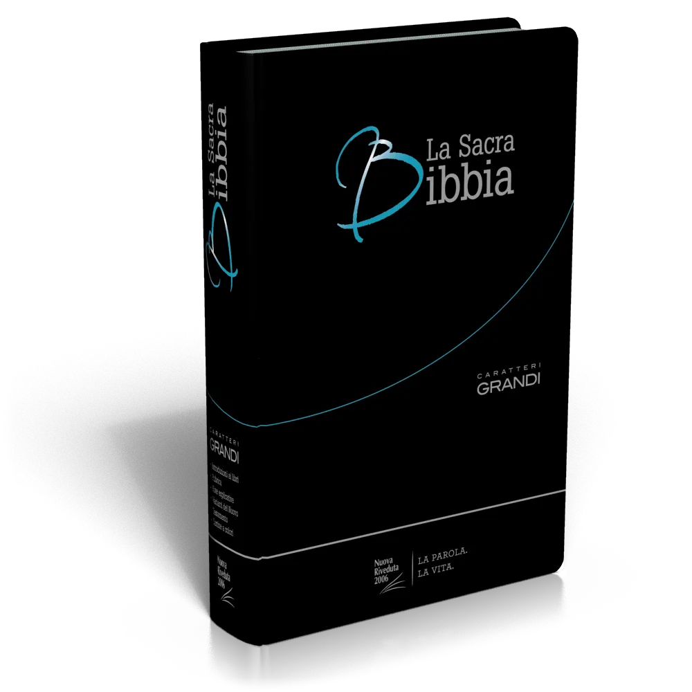 Italien, Bible NR2006 gros caractères - Modèle souple, fibrocuir noir, tranches argentées
