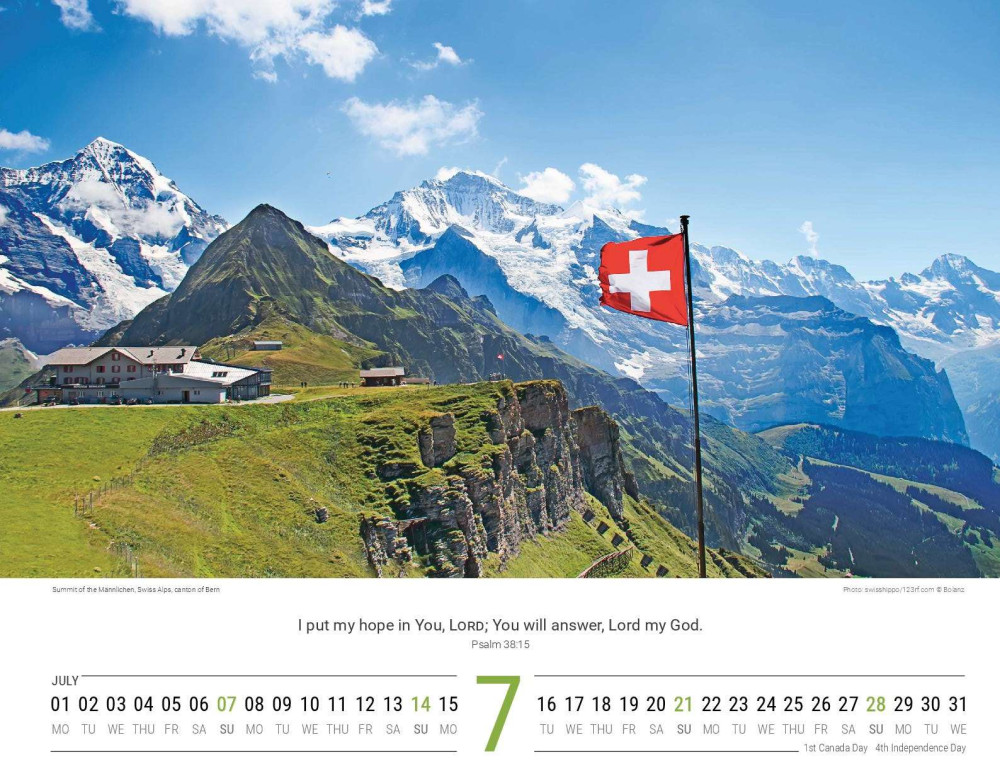 Calendrier Paysages Suisses - Anglais, Calendrier mural