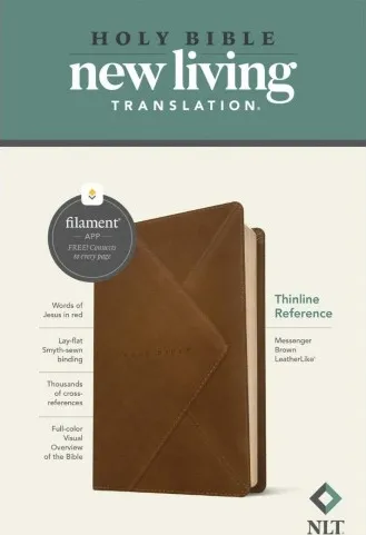 Anglais, Bible de référence, New Living Translation, similicuir, brune, motif enveloppe
