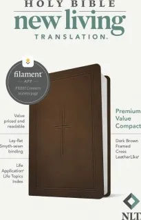 Anglais, Bible, New Living Translation, compacte, souple, similicuir, brune