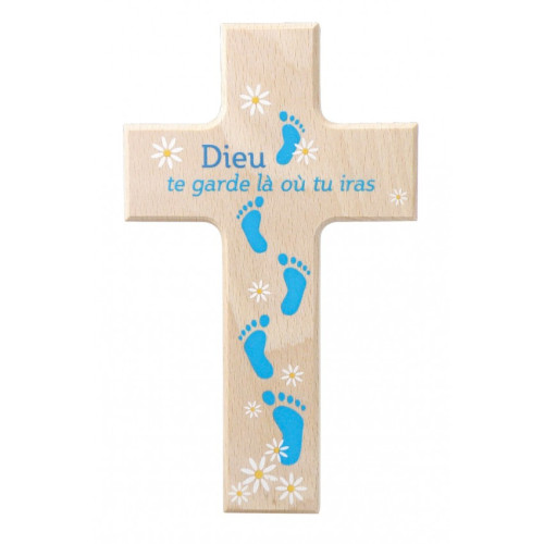 Croix en bois "Dieu te garde là où tu iras"