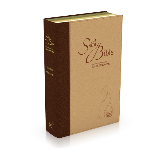 Bible d'étude Segond NEG MacArthur - couverture souple brun/beige, tranche or, onglets