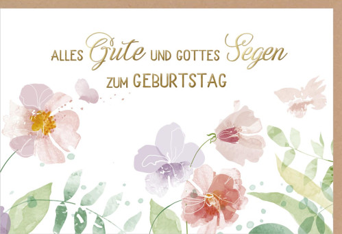 Faltkarte Alles Gute und Gottes Segen - Blumen