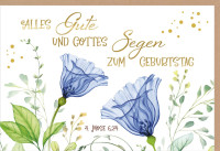 Faltkarte Alles Gute und Gottes Segen Lovely - Blumen blau