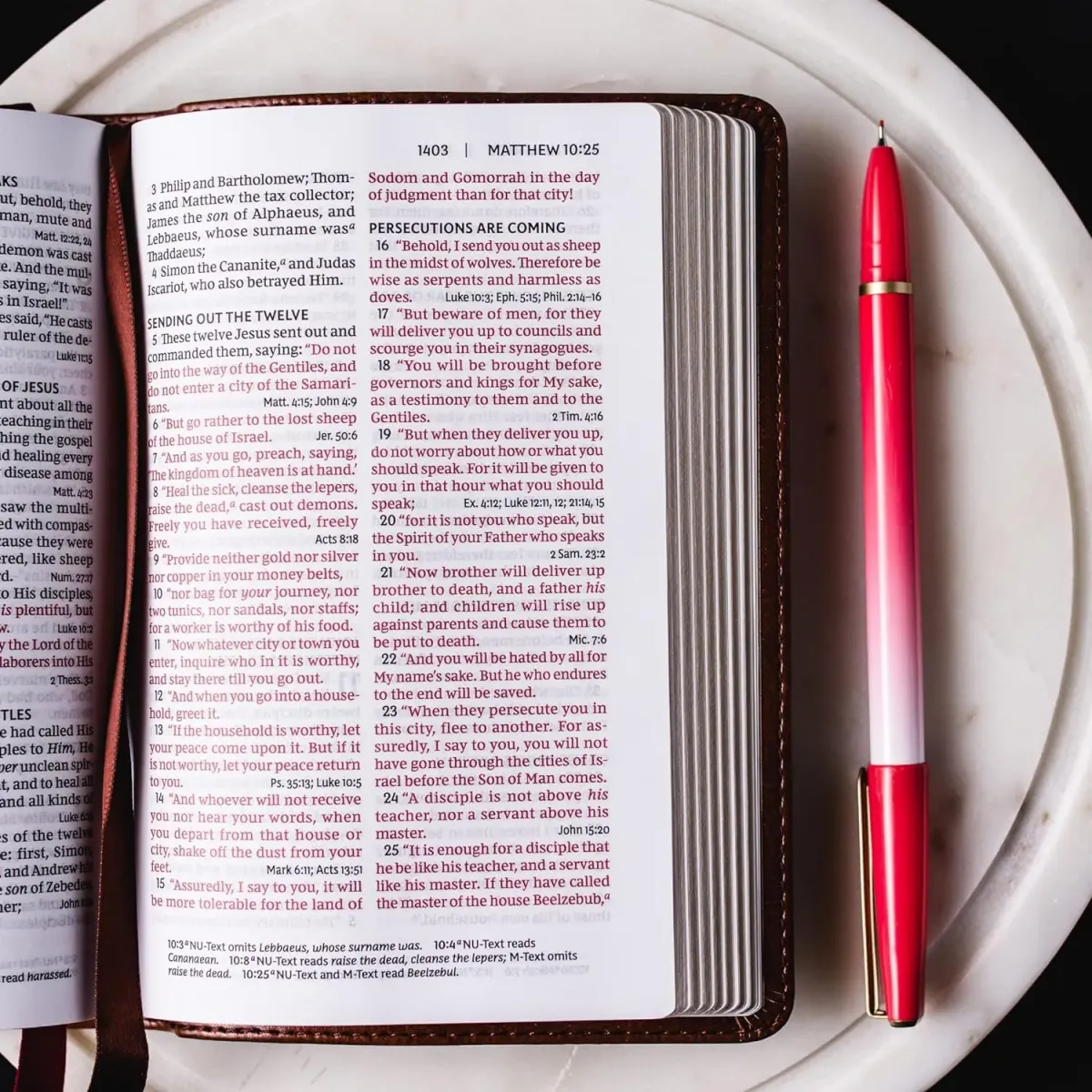 Anglais, Bible, New King James Version, compact, cuir, bleu