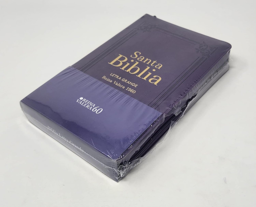 Espagnol, Bible, Reina Valera 1960, gros caractères, moyen format, similicuir souple lila,...