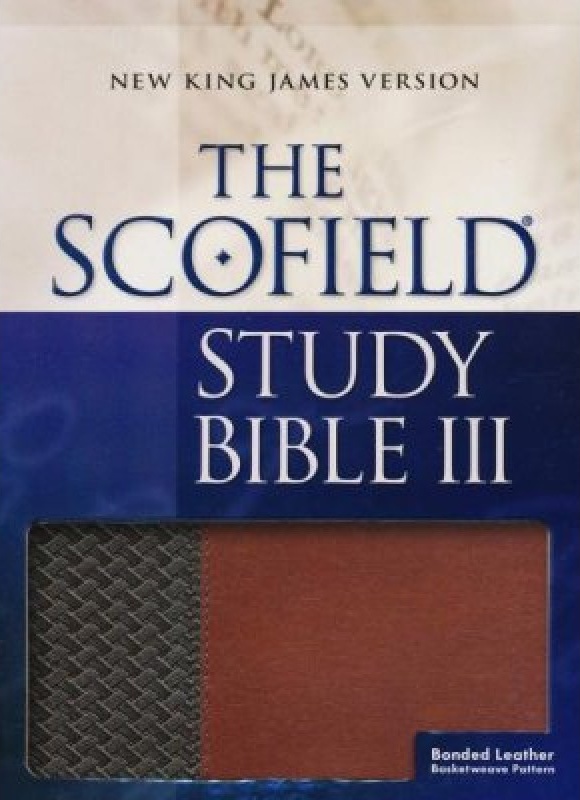Anglais, Bible d'étude Scofield New King James Version, cuir, bicolore brune/grise