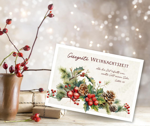 Postkarte Adventsgesteck - Galater 4,4