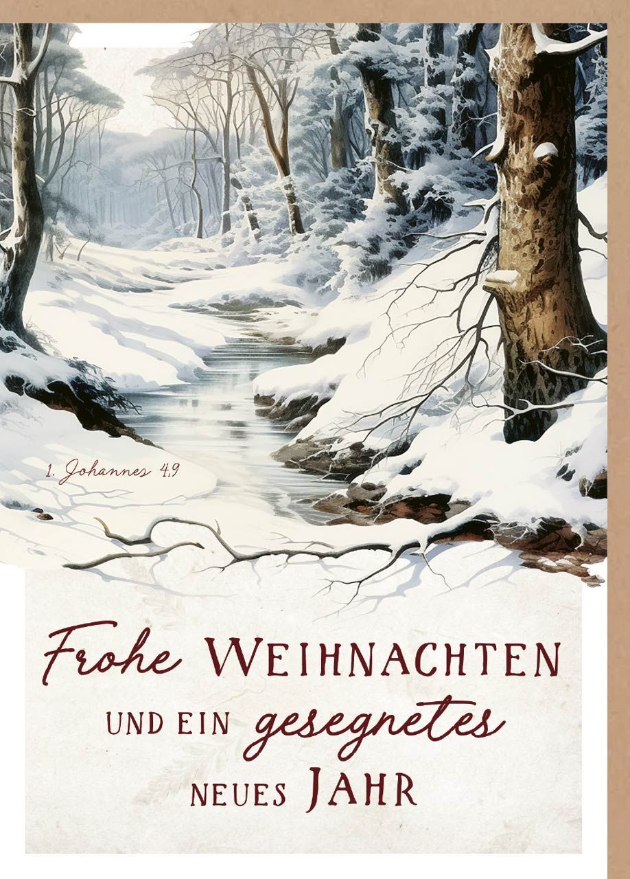 Faltkarte Waldbach im Winter - 1. Johannes 4,9