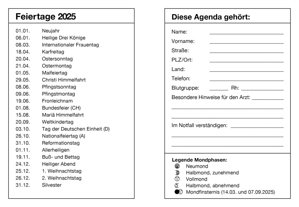 Farbfoto Agenda - Wochenplaner-Taschenagenda