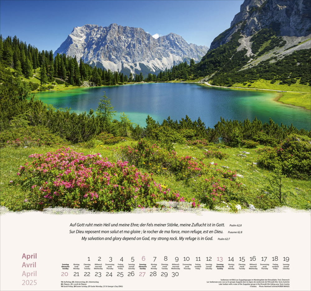 Calendrier Montagnes trilingue: allemand, français, anglais - Mural