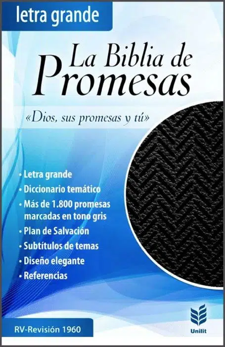 Espagnol,Reina Valera 1960,Bible,De Promesas Letra Grande Piel Especial Negro