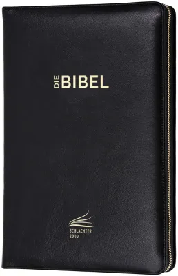Allemand, Bible Schlachter 2000 - cuir, tranche or, fermeture éclair