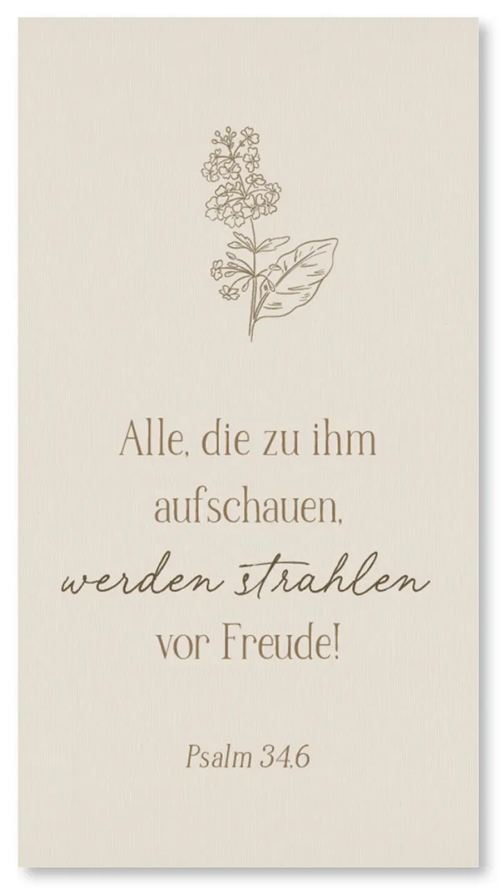 Metallschild Strahlen vor Freude - Psalm 34.6