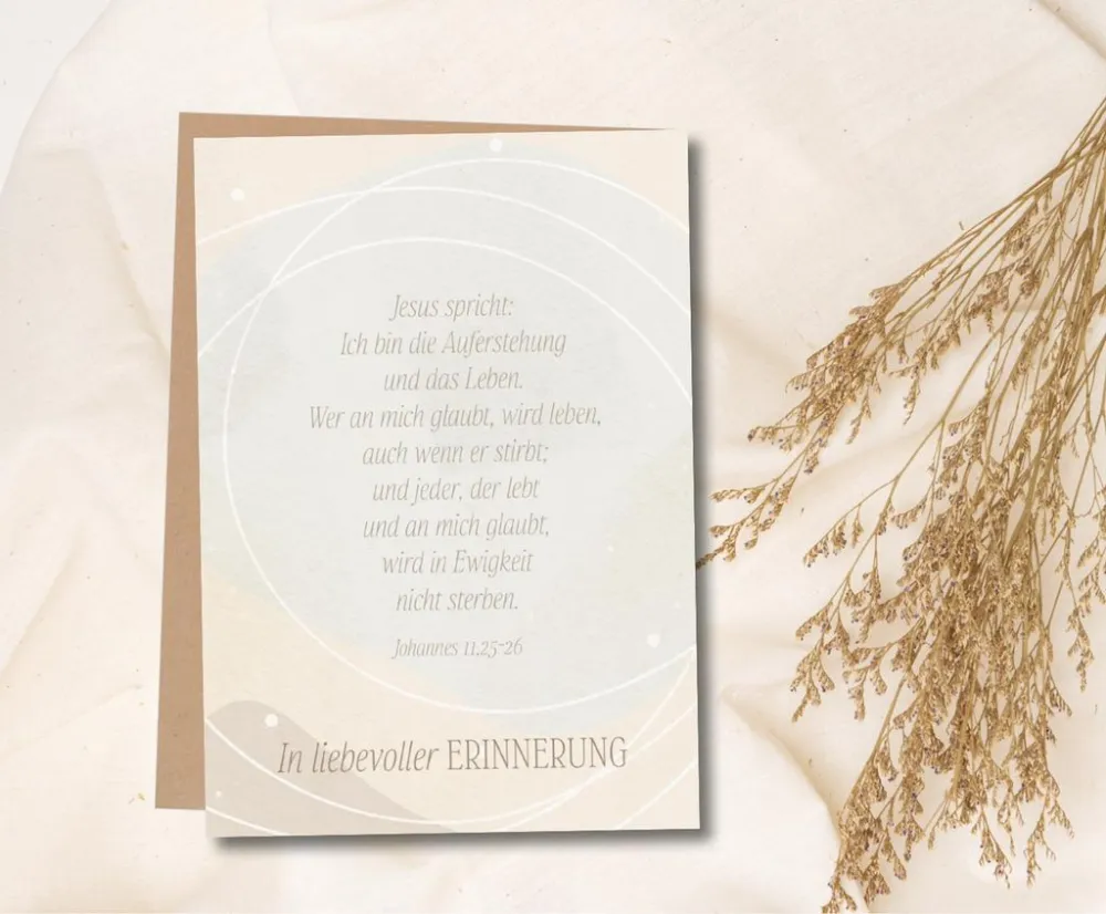 Faltkarte In liebevoller Erinnerung - Johannes 11, 25-26