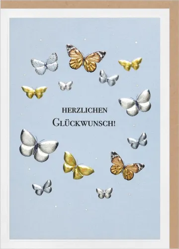Faltkarte Herzlichen Glückwünsch - Schmetterlinge - Psalm 34,2