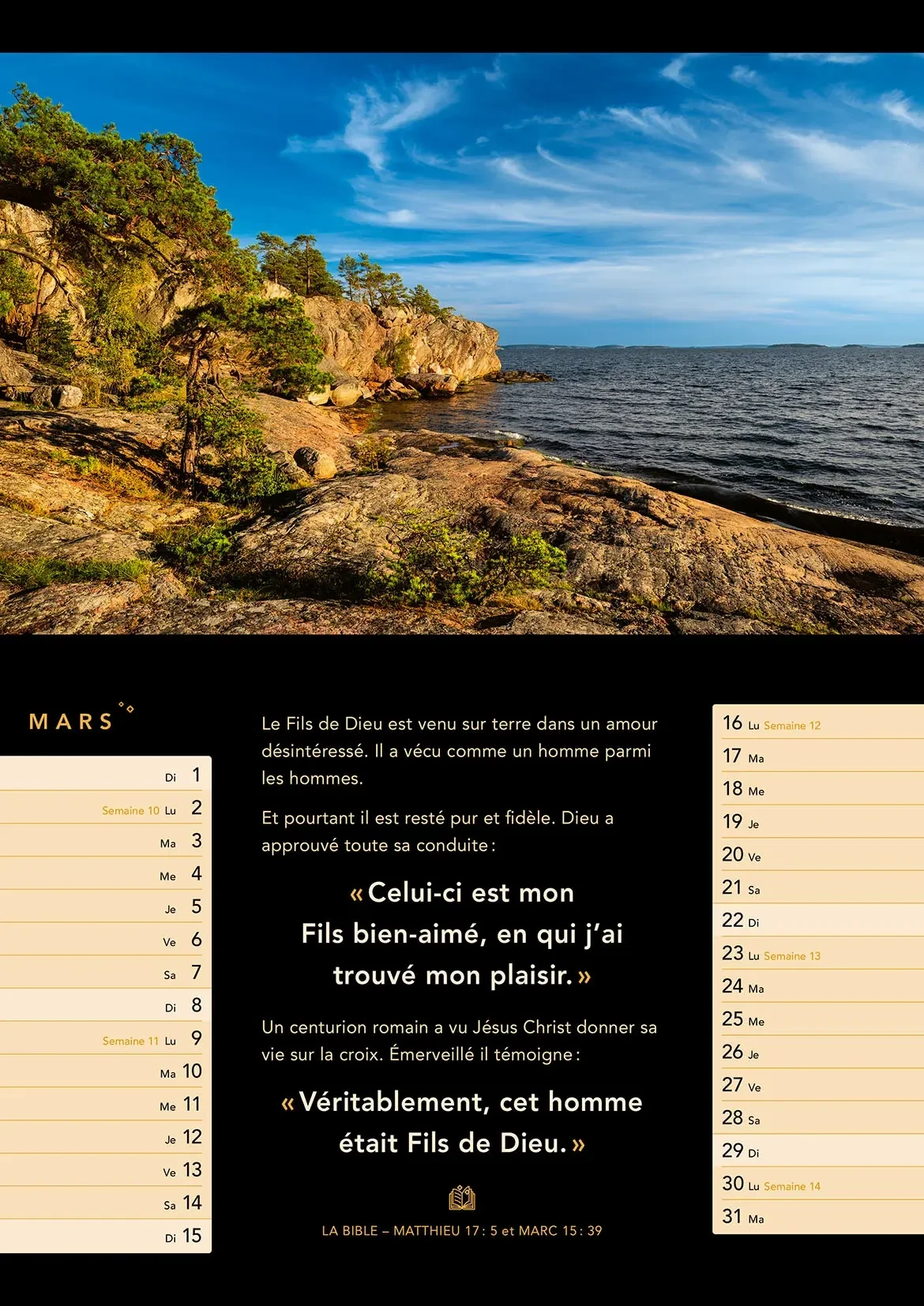 Lumière de vie, calendrier mensuel - Format : fermé A4 / ouvert p