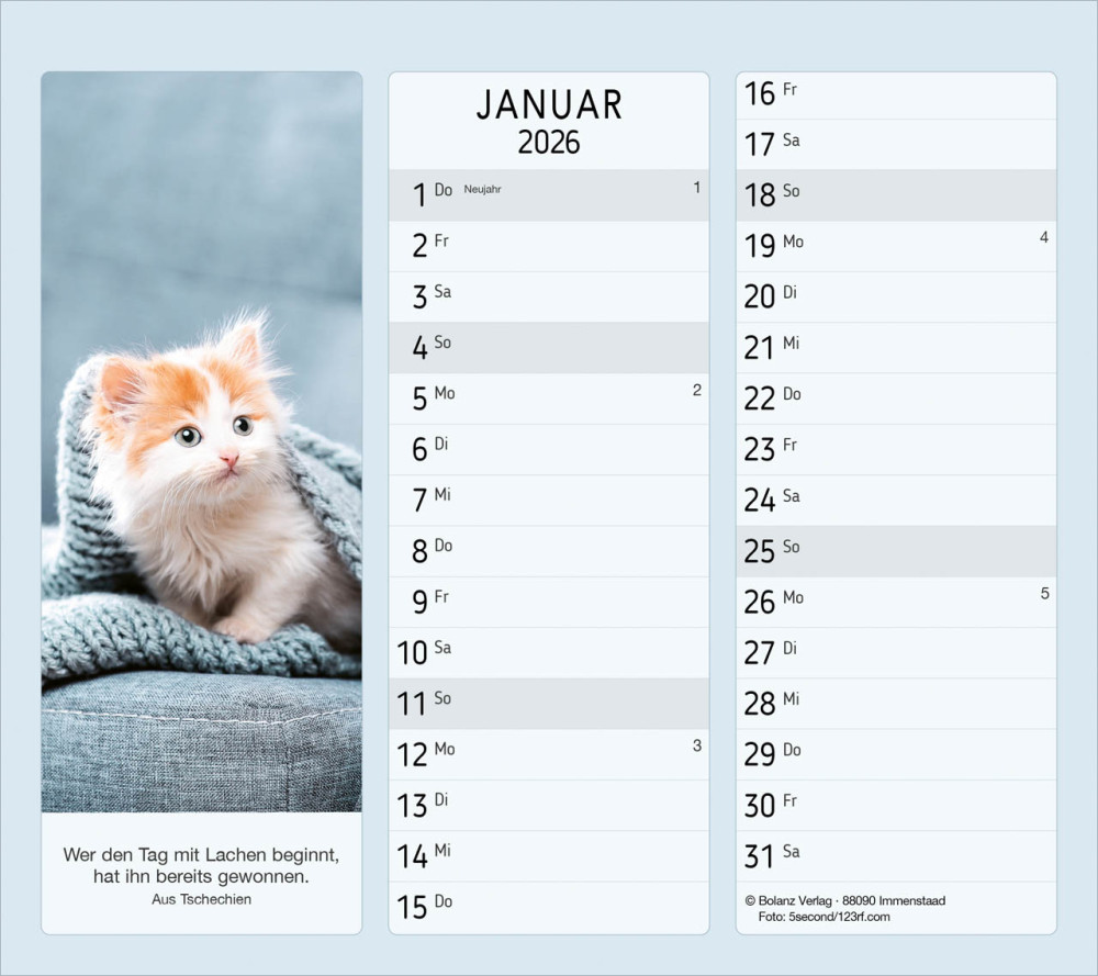 Vormerk-Kalender mit Sinnsprüche