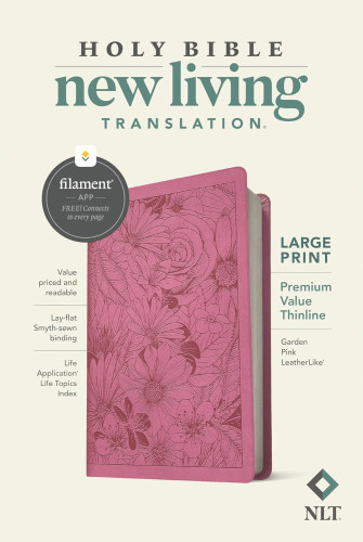 Anglais, Bible, New Living Translation, Filament Edition, similicuir rose, motif jardin - NLT...