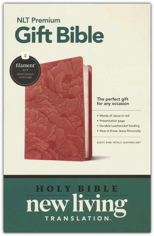 Anglais, New Living Translation, Filament Edition, similicuir rose, motif pétales, paroles de...