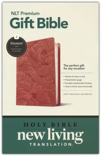 Anglais, New Living Translation, Filament Edition, similicuir rose, motif pétales, paroles de...