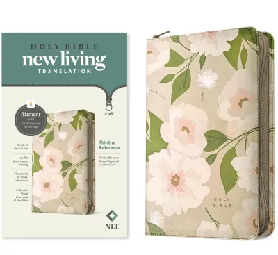 Anglais, Bible, New Living Translation, Filament Edition, similicuir motif floral, fermeture...