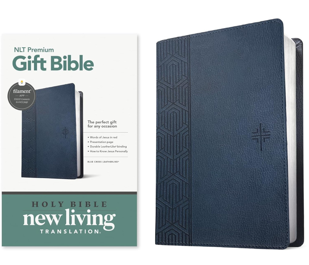 Anglais, New Living Translation, Filament Edition, similicuir bleue motif croix, paroles de Jésus...