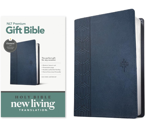 Anglais, New Living Translation, Filament Edition, similicuir bleue motif croix, paroles de Jésus...