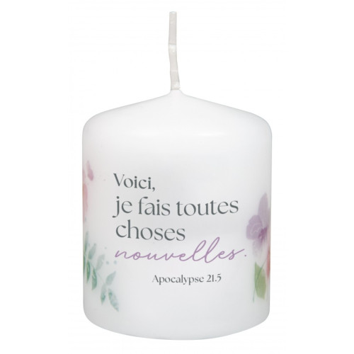 Bougie de table Mot d'ordre 2026 - "Voici, je fais toutes choses nouvelles."
