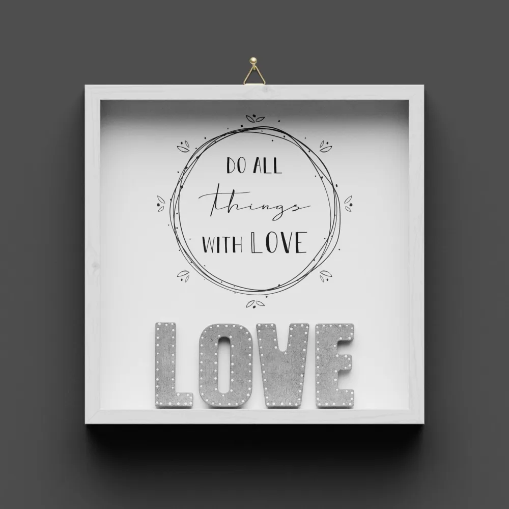Cadre en bois LOVE - "Do all Things with Love"