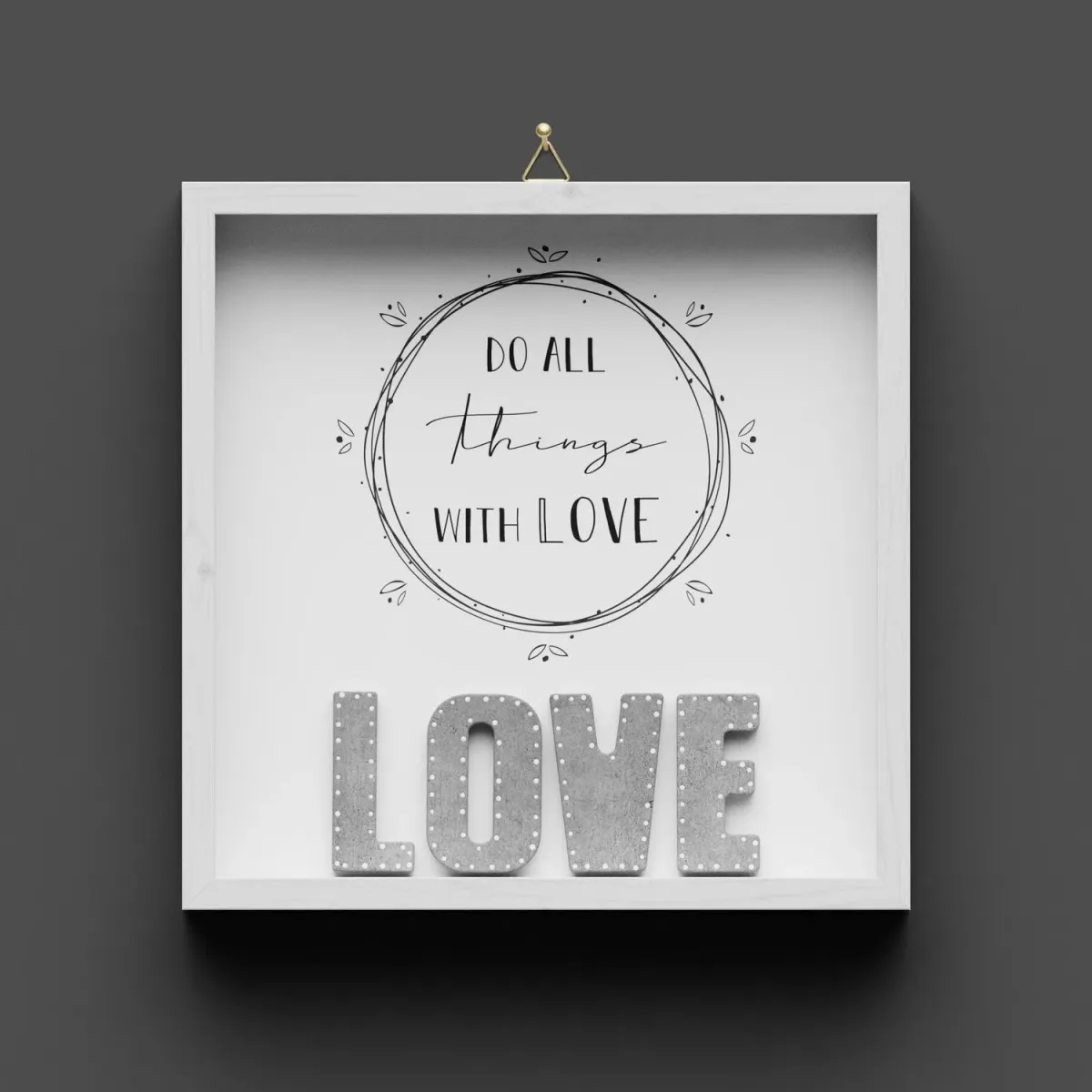 Cadre en bois LOVE - "Do all Things with Love"