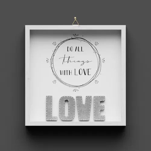 Cadre en bois LOVE - "Do all Things with Love"