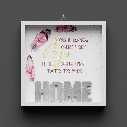 Französisch Cementini Wandbild HOME - Denn er hat seinen Engeln befohlen, dass sie dich behüten...