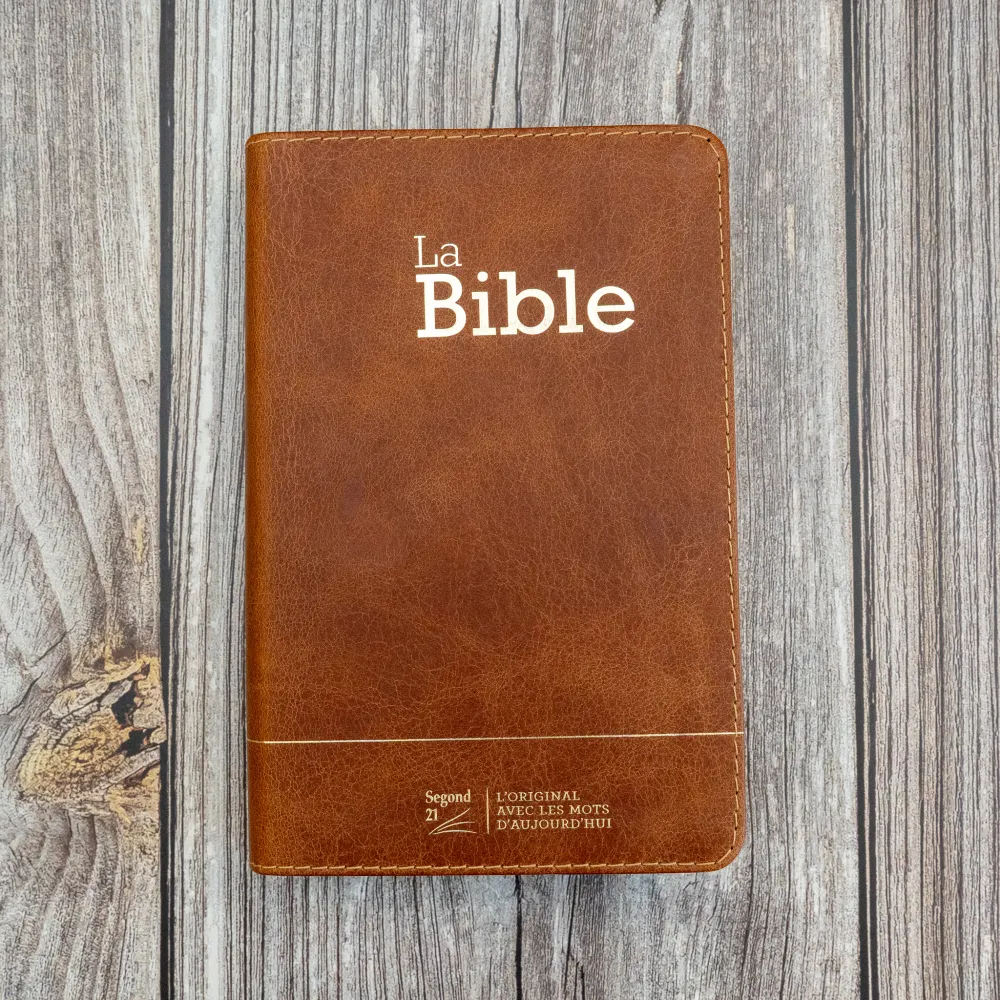 Bible Segond 21 compacte (Premium Style) - couverture souple, cuir brun, avec tranches dorées