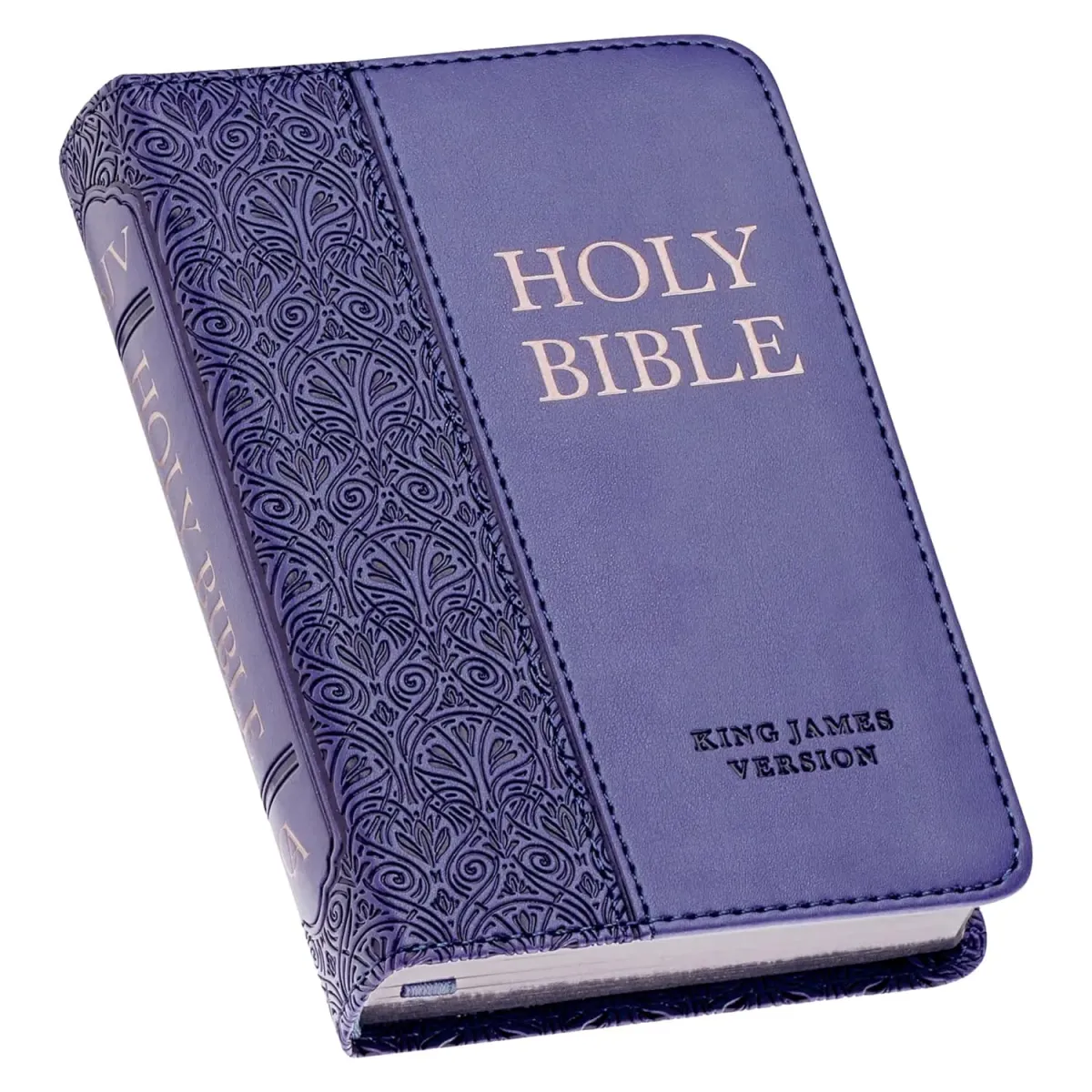 Anglais, Bible, King James Version, format mini, similicuir violet, paroles de Jésus en rouge -...