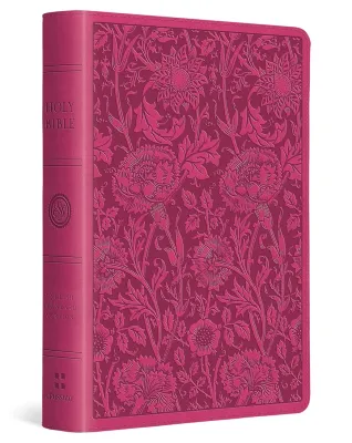 Anglais, Bible, English Standard Version, compacte, similicuir rose foncé, motif floral, paroles...