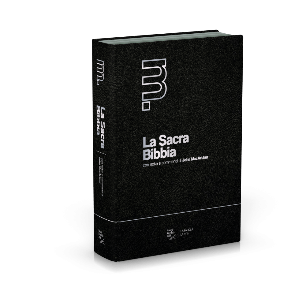 ITALIEN, BIBLE NR, MACARTHUR FIBRO NOIR, ONGLET, TR. OR