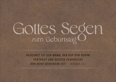 Faltkarte Gottes Segen zum Geburtstag - Jeremia 17,7