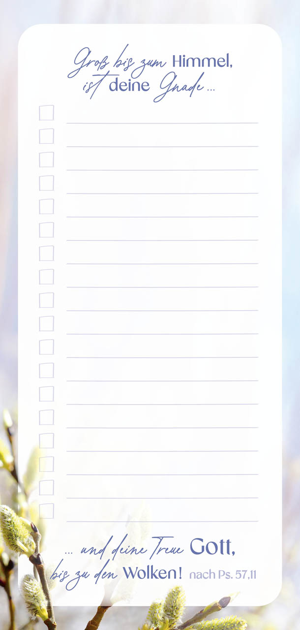 Küchen-Notizblock Einkäufe - Weidenkätzchen