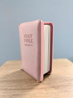 Anglais, Bible NIV, caractères élargis, moyen format, rose pastel, fermeture éclair - NIV Larger...