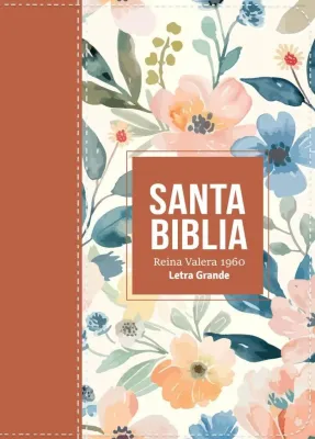 Espagnol, Bible, Reina Valera 1960, compacte, grands carctères, similicuir brun et motifs fleurs...