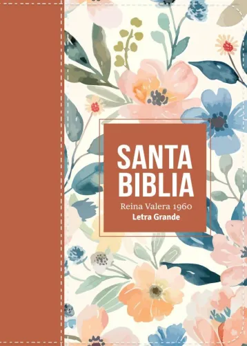 Espagnol, Bible, Reina Valera 1960, compacte, grands carctères, similicuir brun et motifs fleurs...