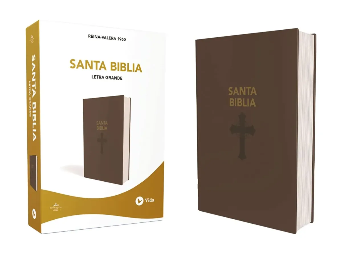 Espagnol, Bible, Reina Valera 1960, gros caractères, similicuir café,paroles de Jésus en rouge -...