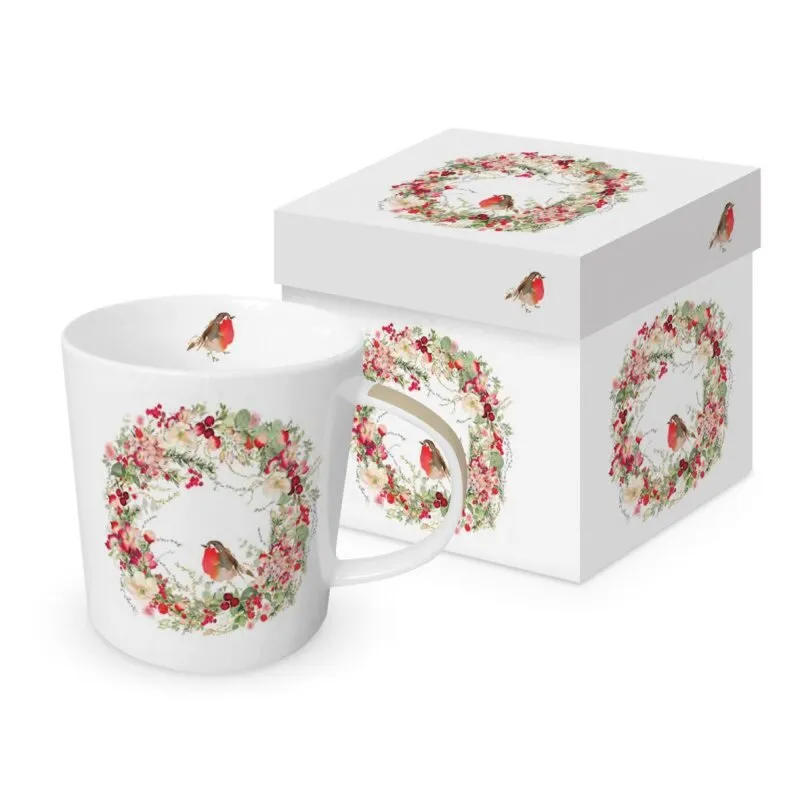 Tasse Weihnachtskranz in Geschenkkarton - 400ml