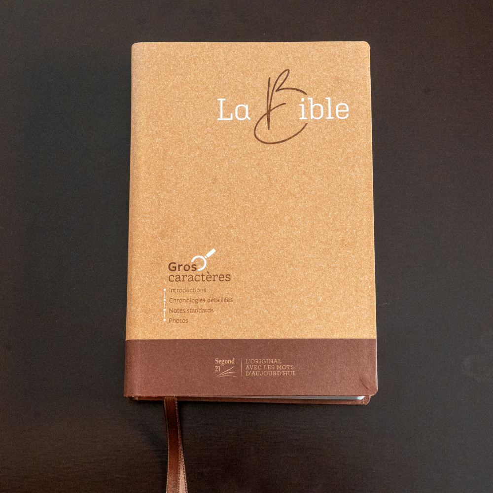 Bible Segond 21, gros caractères - couverture semi-rigide, papier brun chiné en fibres naturelles