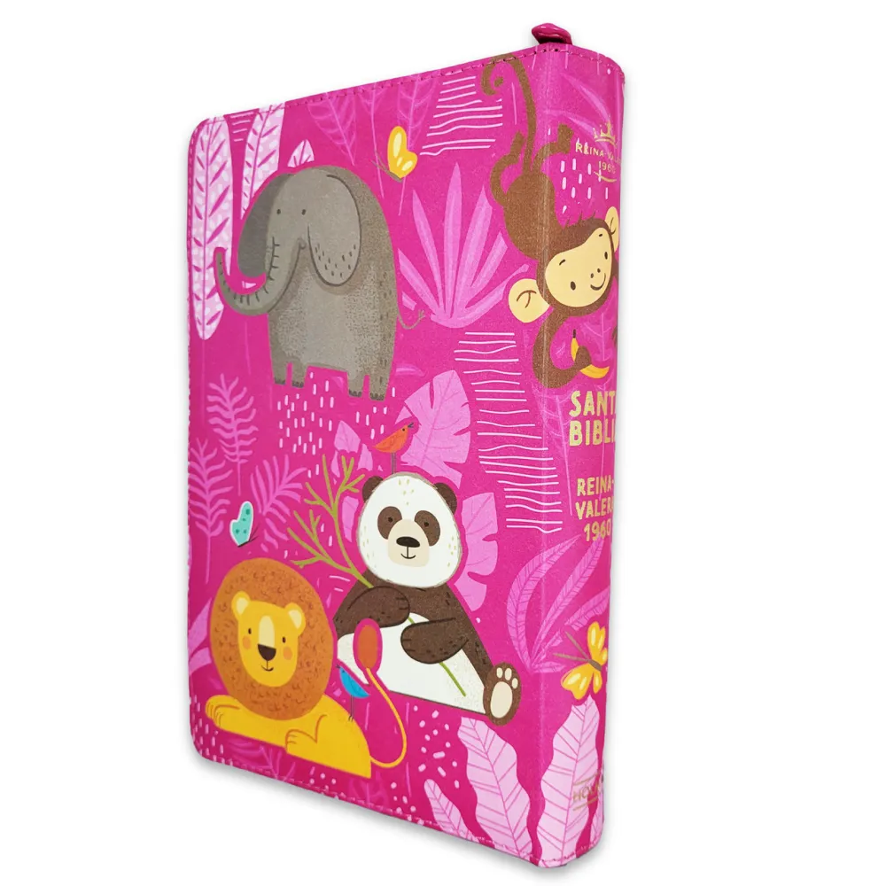 Espagnol, Bible, Reina Valera 1960, Biblia para niños, similicuir rose, fermeture éclair -...