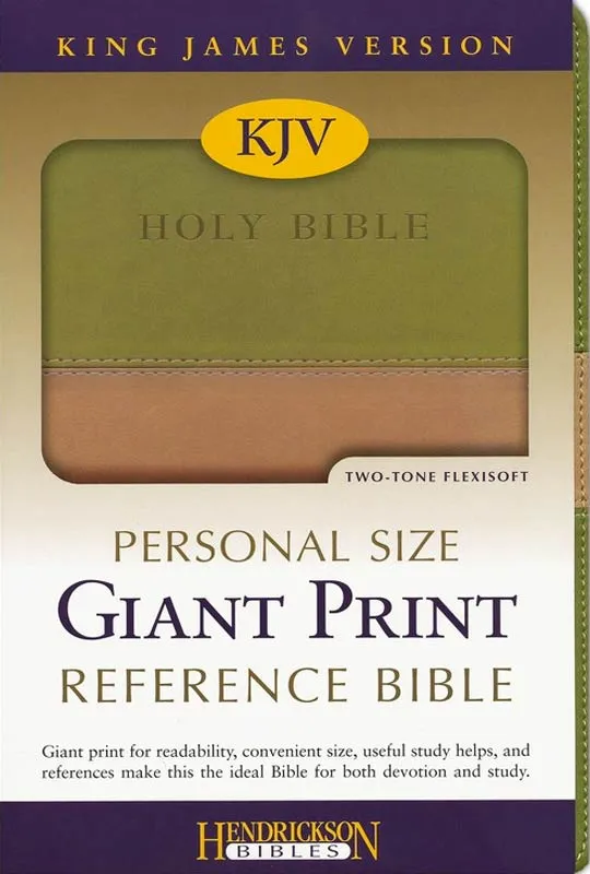 Anglais, Bible King James Version, moyen format, gros caracteres, duo beige/olive, tranche or