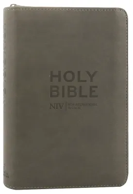 Anglais, Bible, New International Version, NIV, similicuir, gris charbon, fermeture éclair